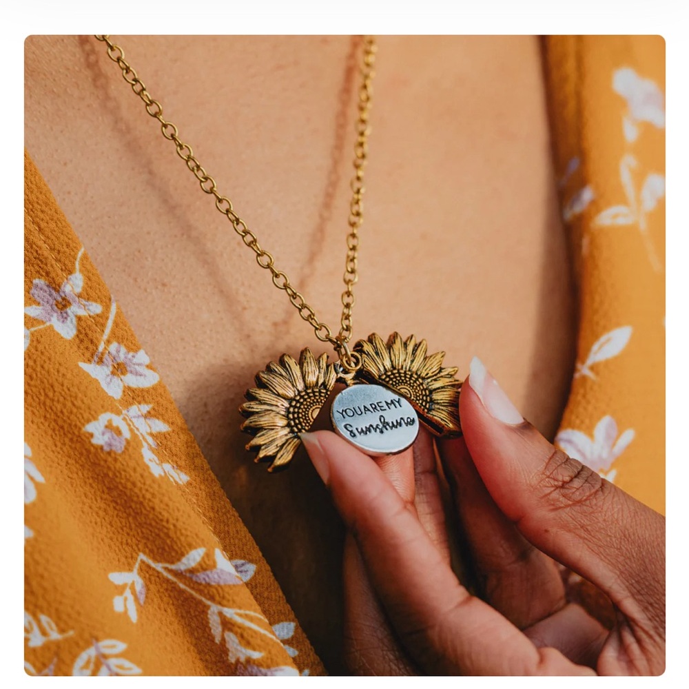 Bee Kind Sunflower Locket Necklace